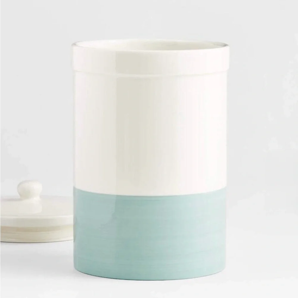 New! Crate&Barrel Maeve XL Dipped Ceramic Canister with Lid